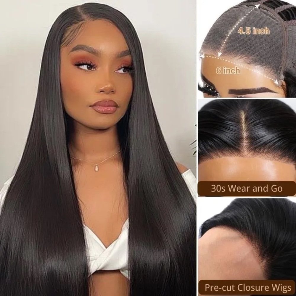 Nadula 6x4.5 Pre-Cut Lace Closure Straight Wig 30s Wear And Go Breathable Cap